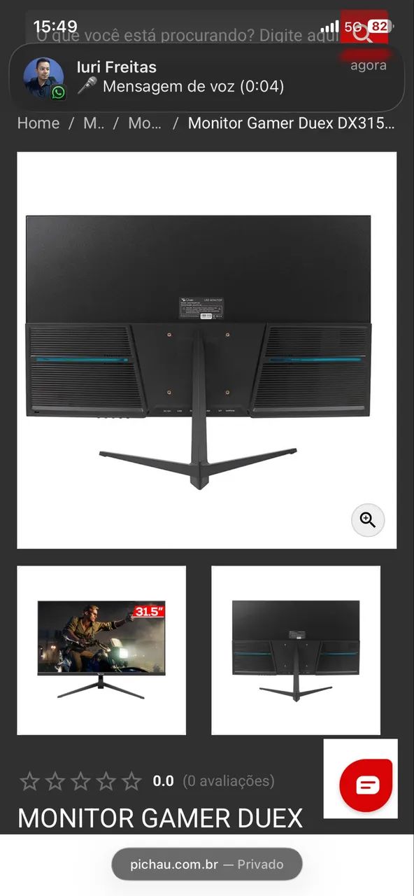 Monitor Gamer Duex, 31,5 Pol, Full HD, IPS, 165Hz, 1ms, HDR, FreeSync, 165HZ  - Foto 3