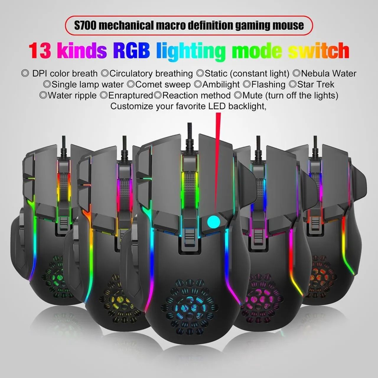 Mouse HXSJ S700 12800dpi  RGB - Foto 5