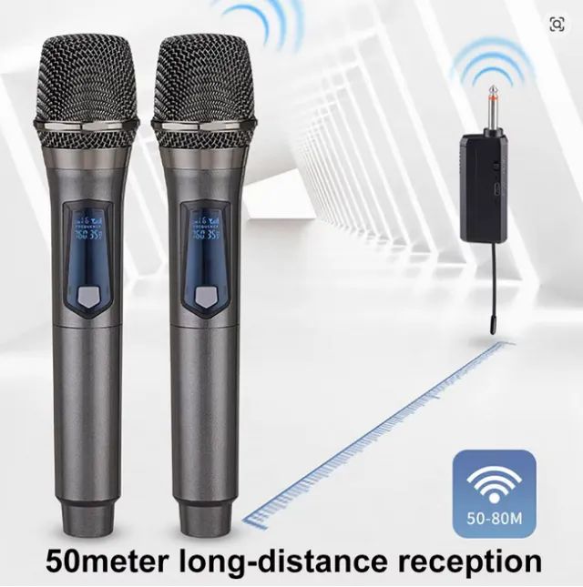 Microfone sem fio 2 canais uhf profissional  - Foto 3