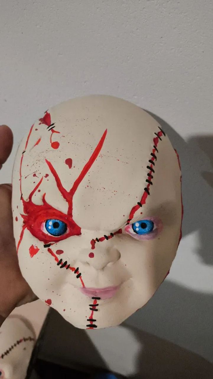 5 Rosto cortado chucky good Guy de Gesso  - Foto 5