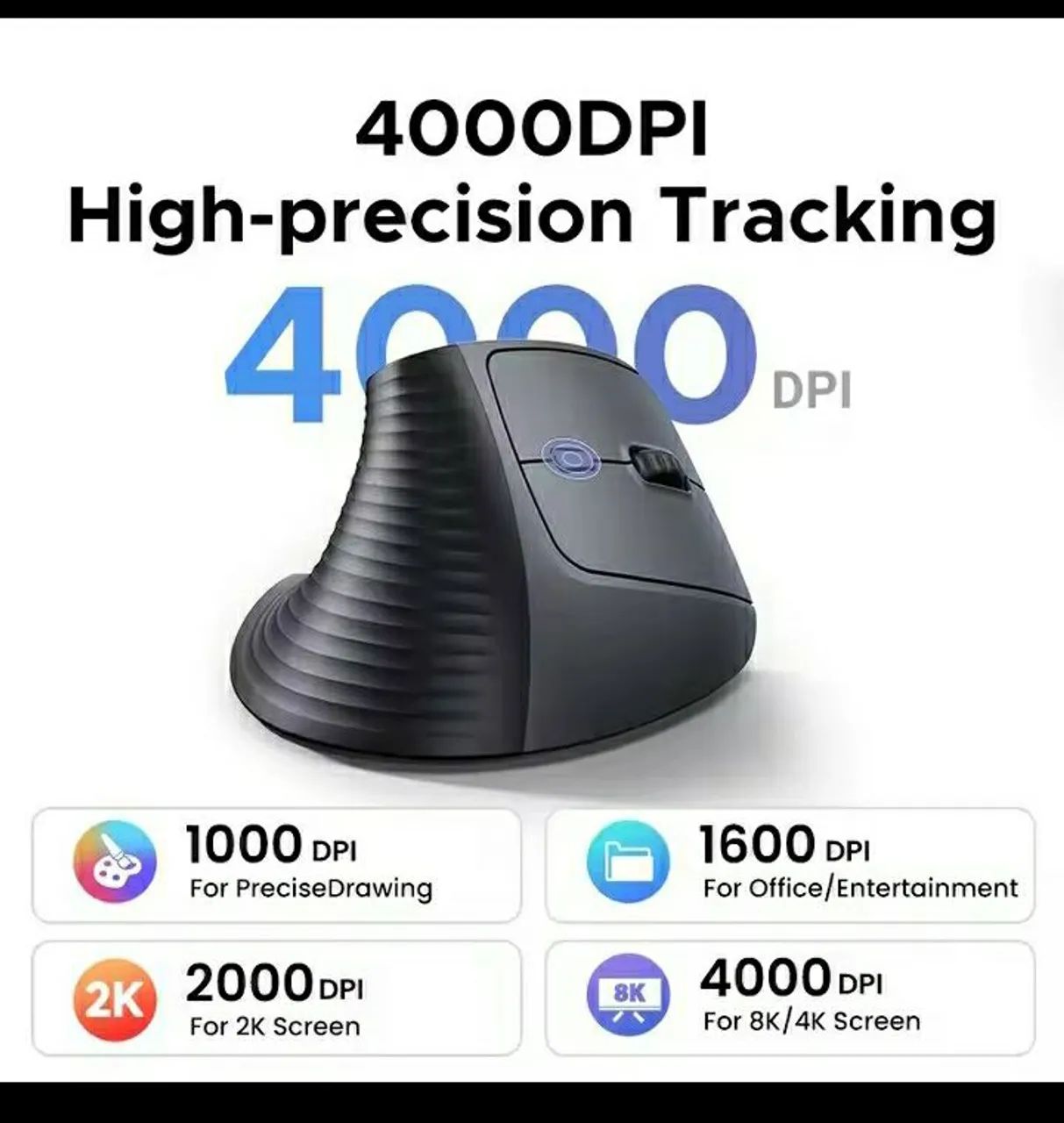 Mouse Ugreen ergonômico vertical sem fio e Bluetooth (novo) - Foto 4