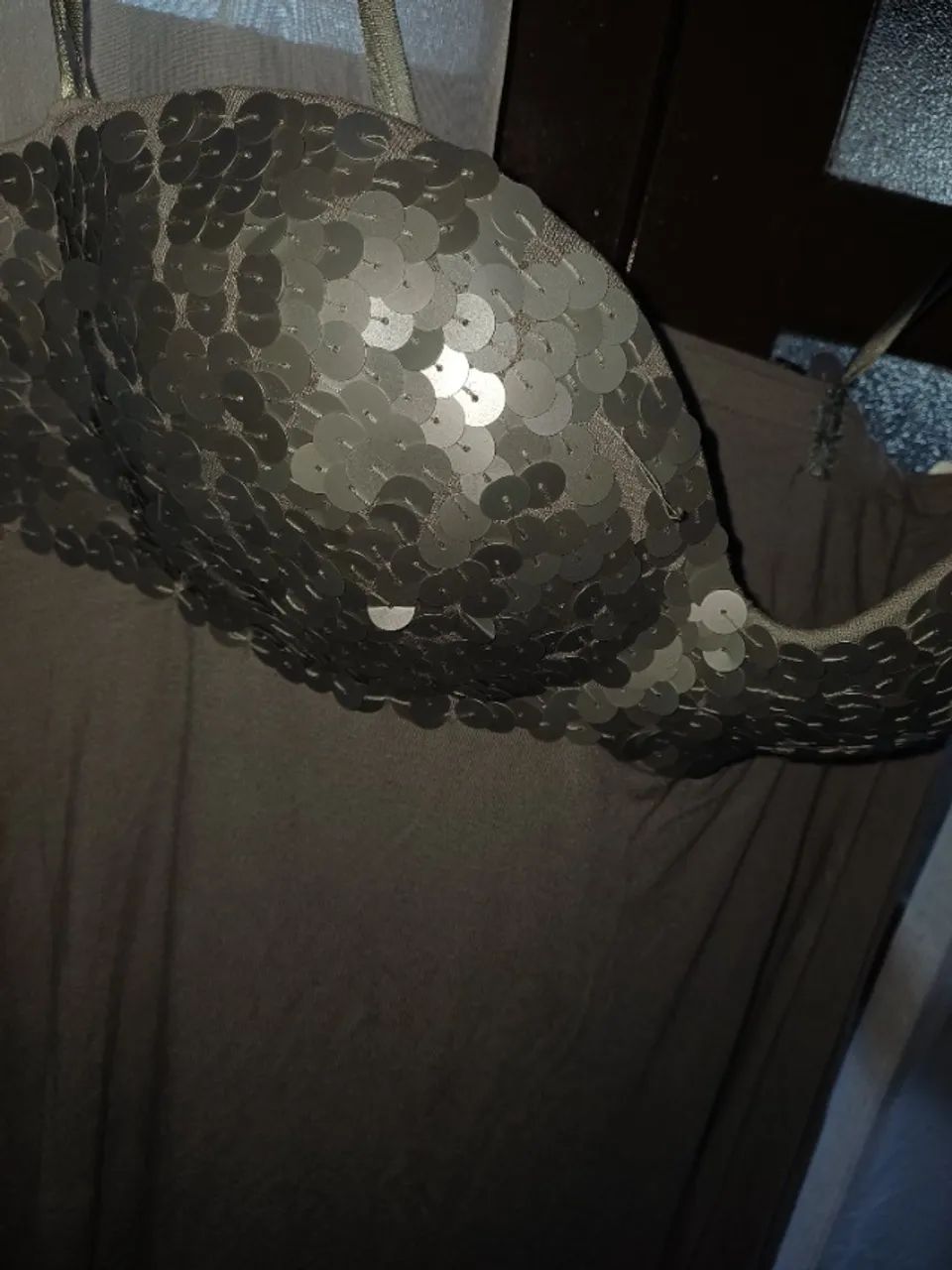 Vestido de Festa Prata e Cinza 