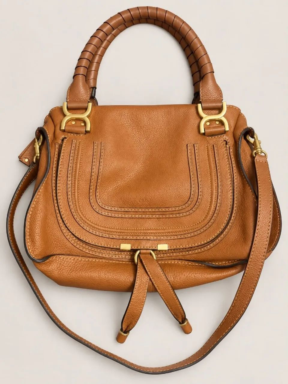 CHLOÉ MARCIE MEDIUM DOUBLE CARRY - TAN | ORIGINAL | NOTA FISCAL + CERTIFICADO e QR  - Foto 4