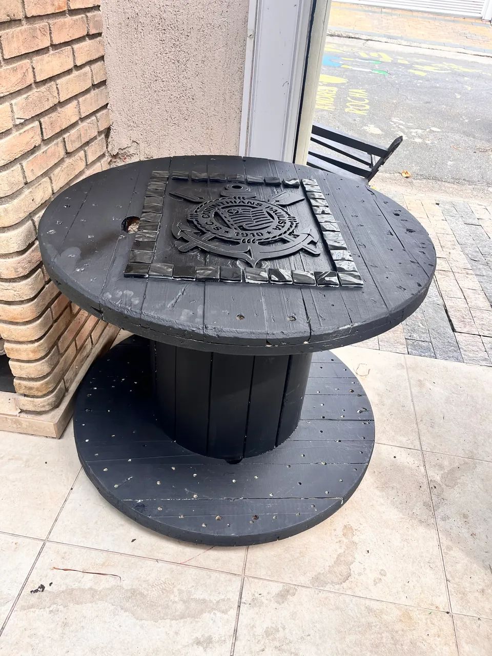 Mesa Churrasqueira com rodinhas Corinthians 
