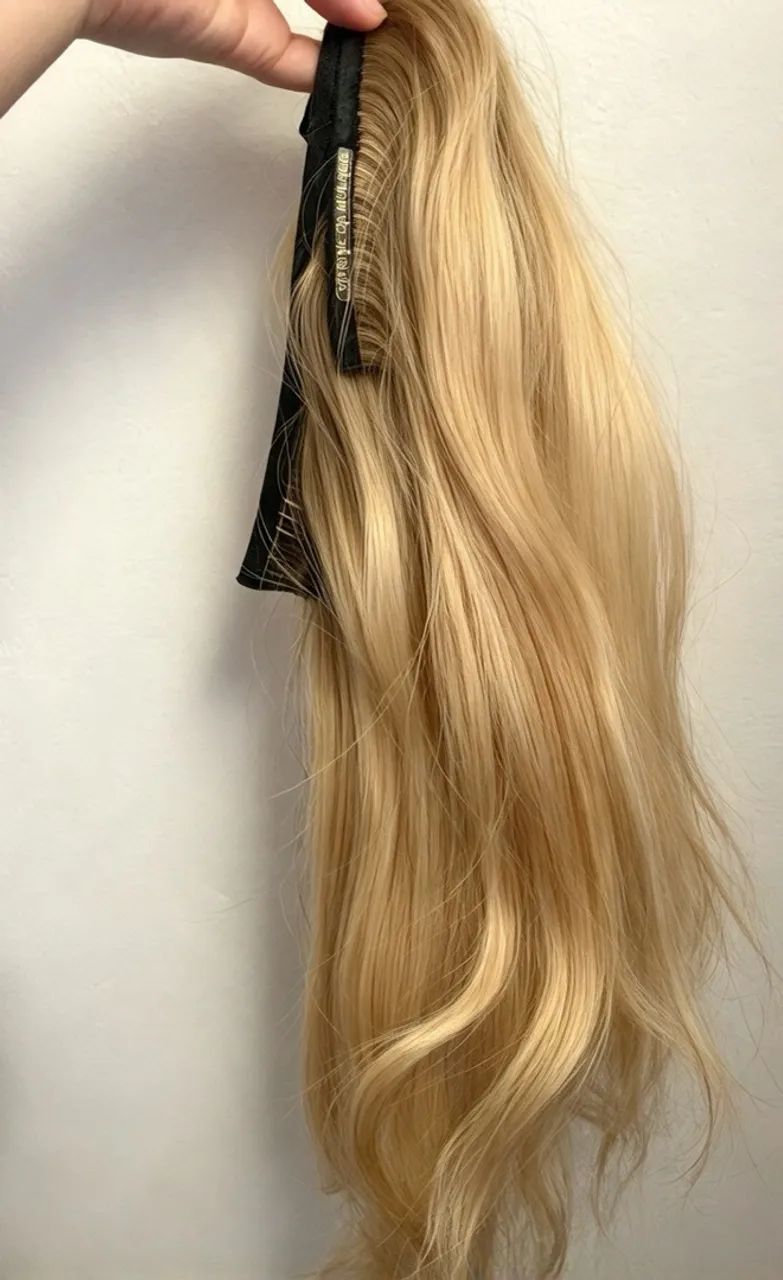 3 telas de cabelo humano loiro 55cm  - Foto 3