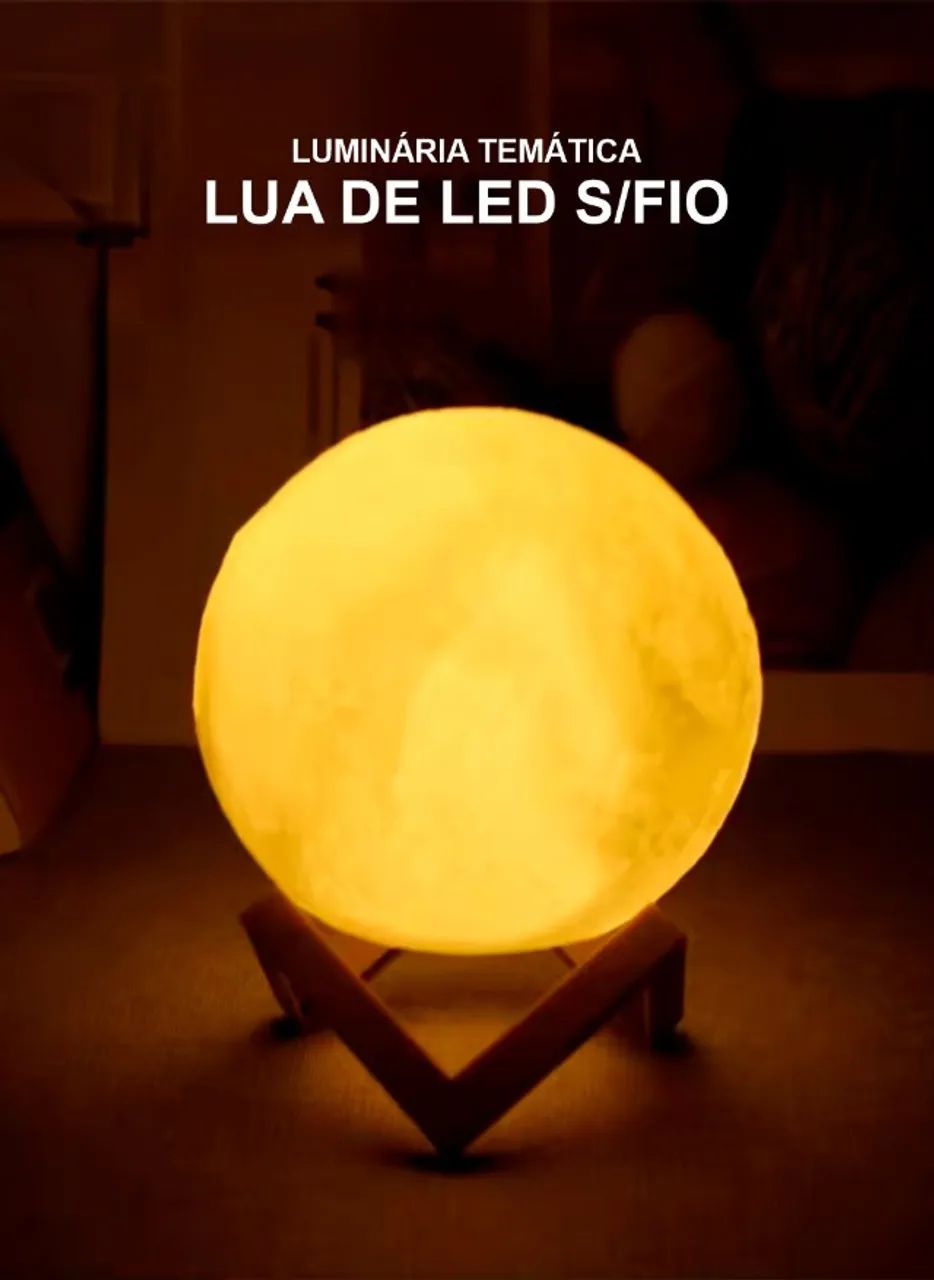 Luminária Temática Lua Cheia Decoração Quarto