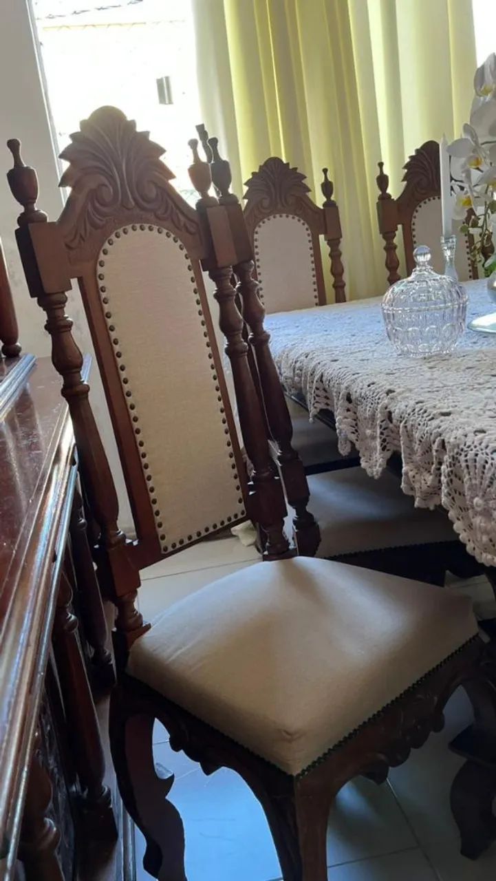 Sala jantar com 08 cadeiras madeira jacaranda antiga - Foto 3