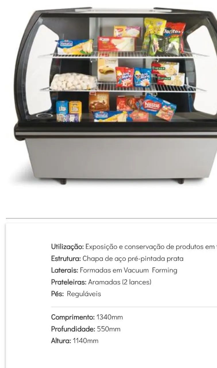 Vitrine Expositora curva 1,34m