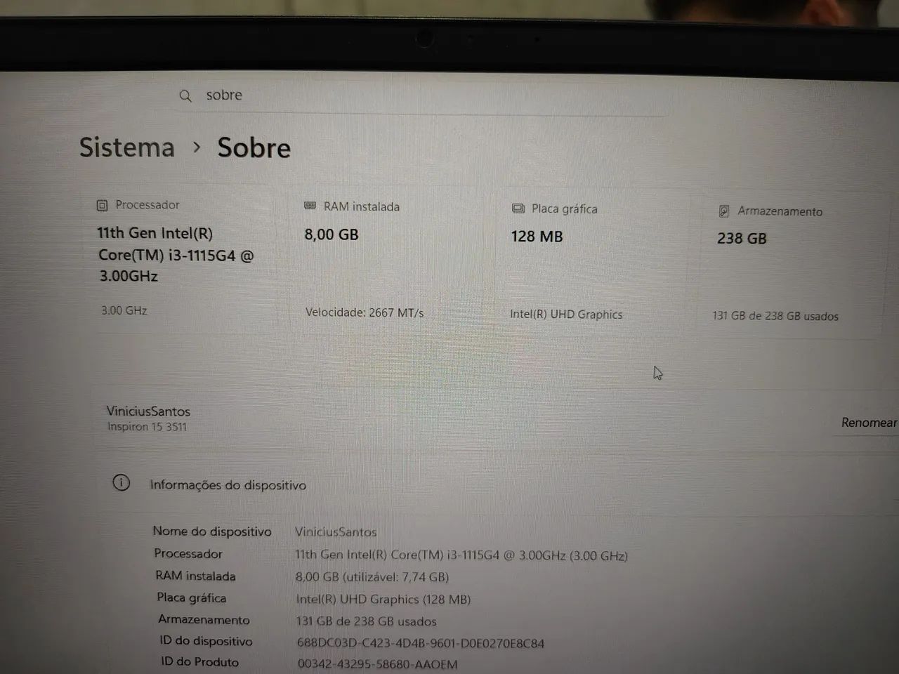 ? Notebook Dell Inspiron 15 3511 ? Impecável! - Foto 2