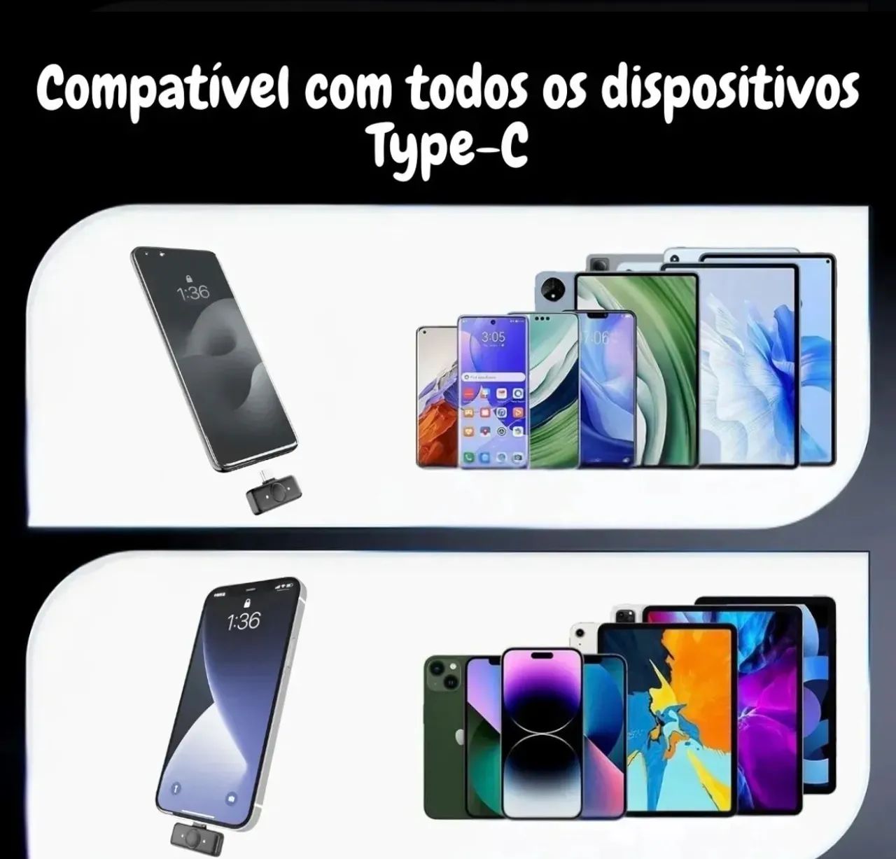 Microfone de lapela tipo C - Foto 2