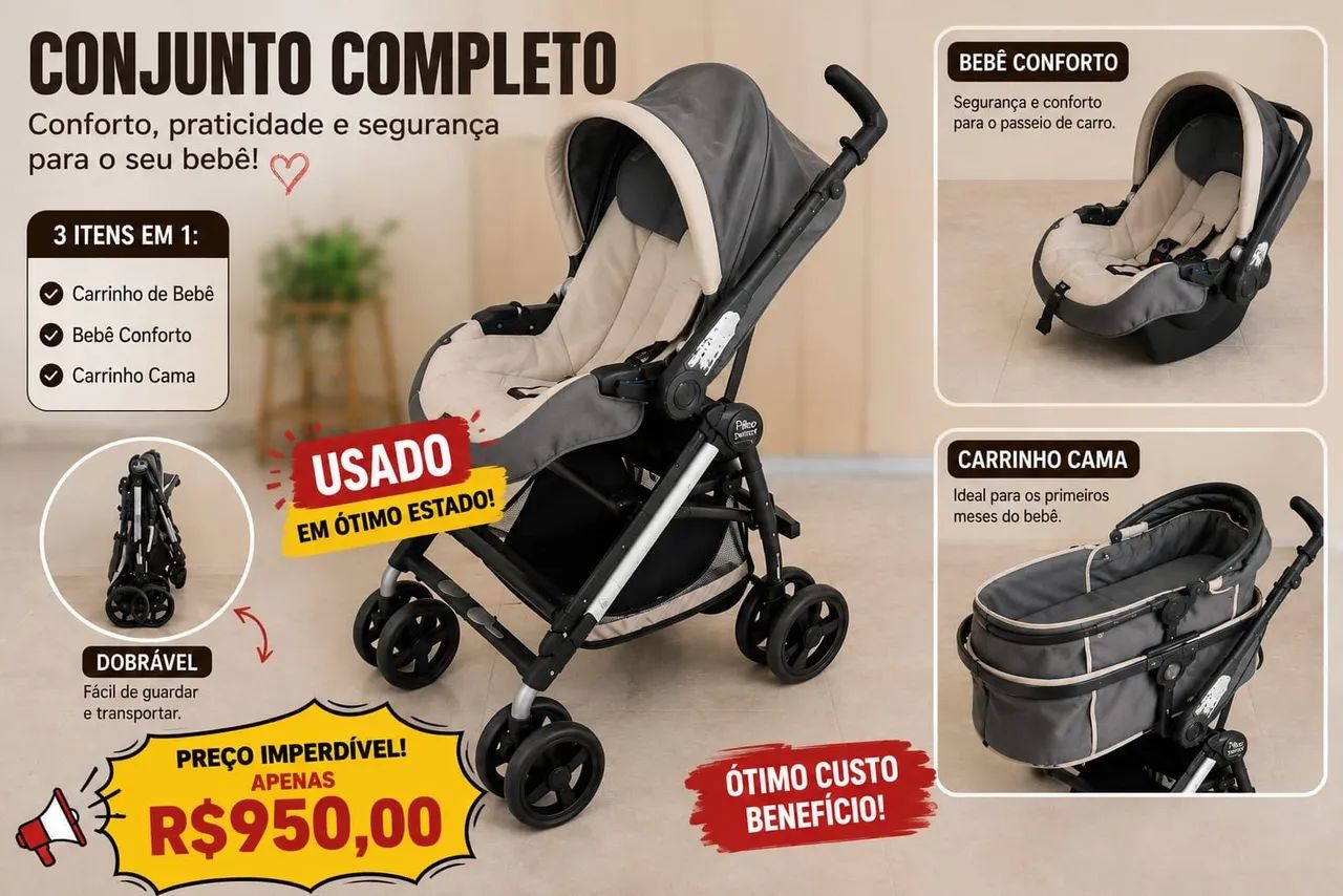 Carrinho e bebê conforto 