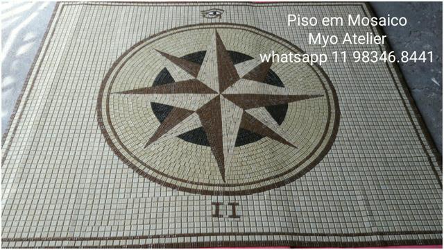 Rosa dos ventos piso mosaico mandala