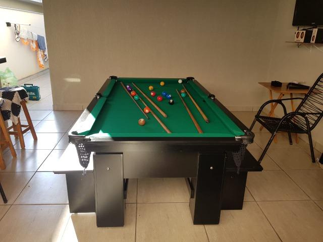 Mesa com 4 Pés | Mesa Preta | Tecido Verde | Modelo: FIDN7366