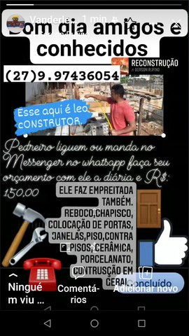 Pedreiro R$:150,00 A diária - Serviços - Padre Gabriel, Cariacica 1109419422 | OLX Pedreiro R$:150,00 A diária - Serviços - Padre Gabriel, Cariacica 1109419422 | OLX