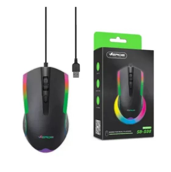 MOUSE COM FIO USB 1000 DPI VERDE SB-S08 - Periféricos e Acessórios