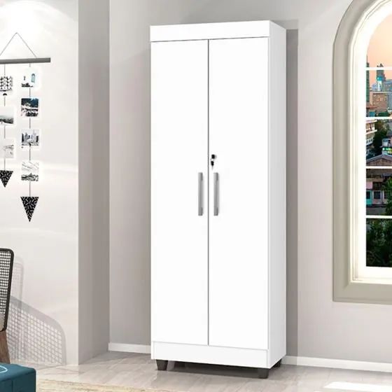 Armário Multiuso 2 Portas Com Chave Branco