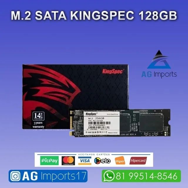 SSD M.2 SATA 128GB / 256GB - KingSpec - Entregamos - Foto 2