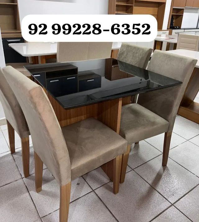 Mesa de jantar 4 cadeiras - nova entrego