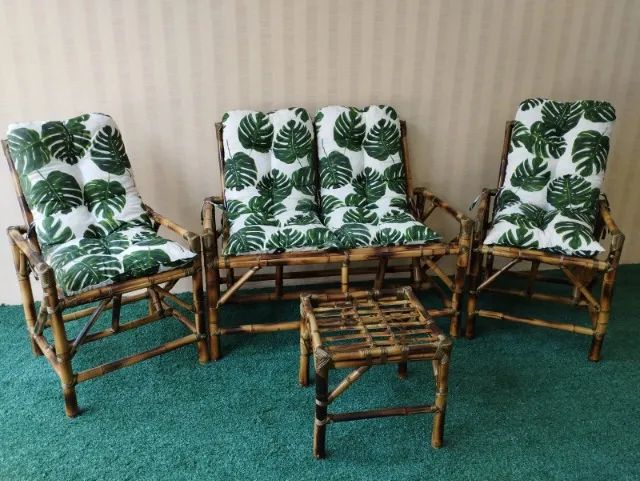 Conjunto de sofá de bambu para jardim varanda sacadas área externa móveis rústicos cadeira - Foto 2