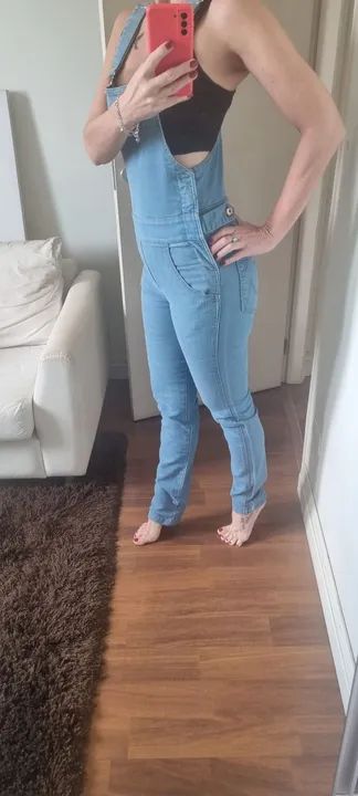 macacão jeans skinny farm, 38