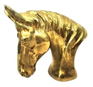 Bela Escultura bancada em bronze dourado representando Busto de Cavalo *Descrição