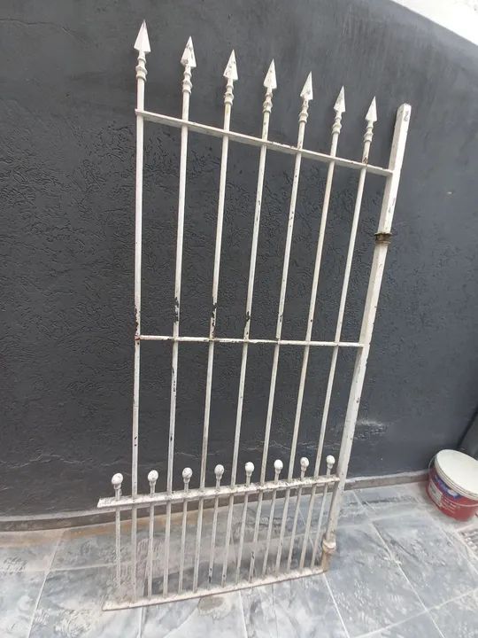 Portão grade de Ferro Branco 88cm X  1,97