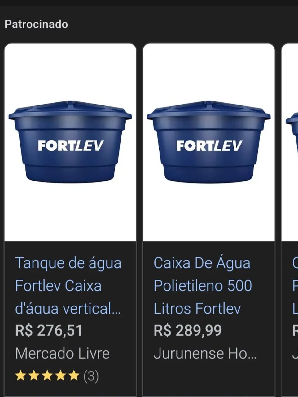Tanque de Água Fortlev 500 Litros - Novo