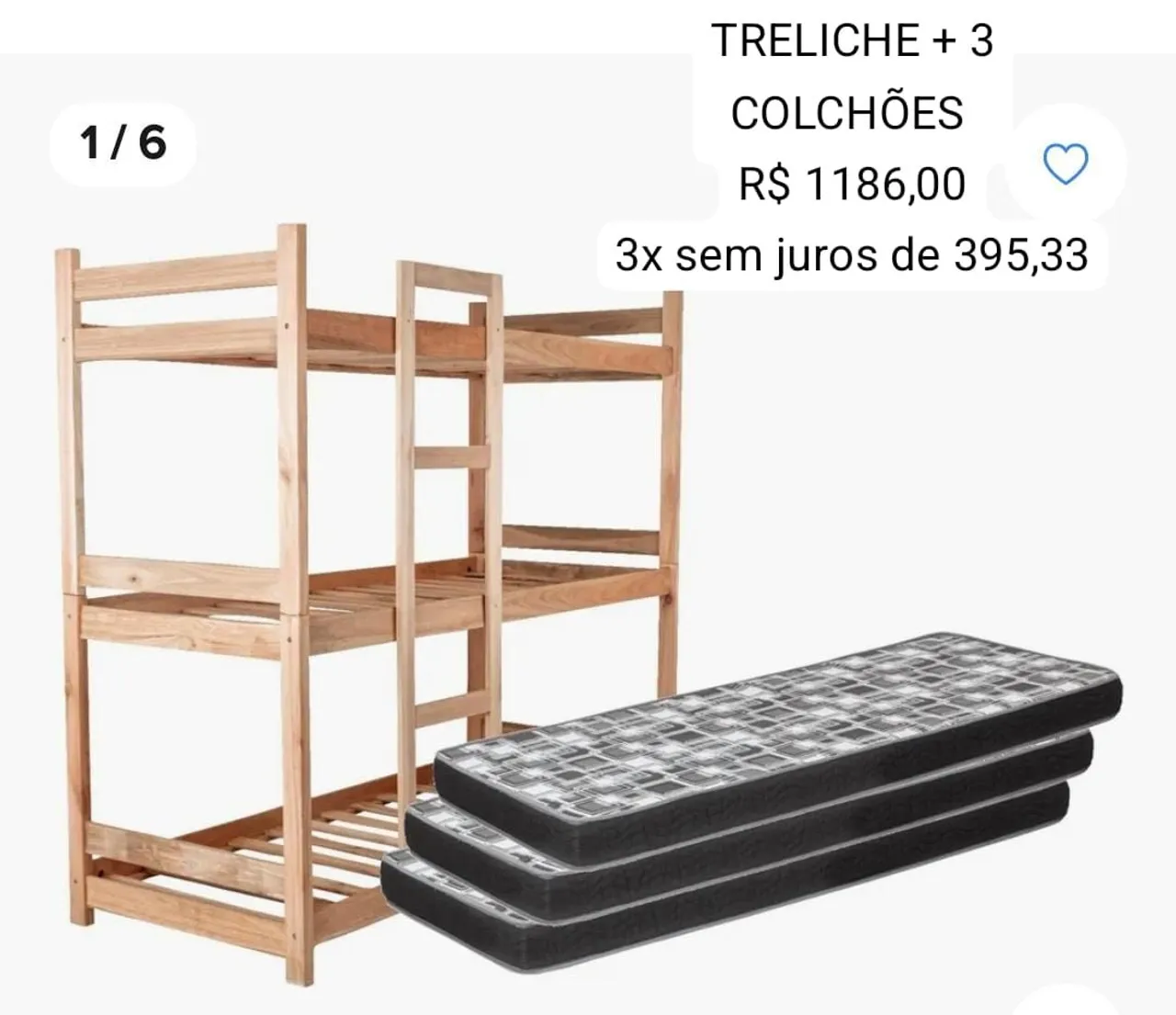 Treliche com 3 colchões ou beliche + colchões valor na foto