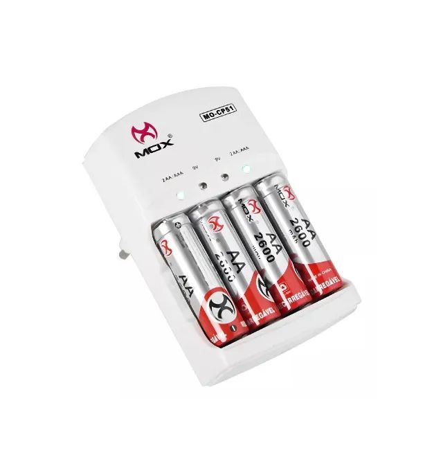 Kit Carregador De Pilhas MOX 4 Pilhas AA 2600mAh - Foto 4