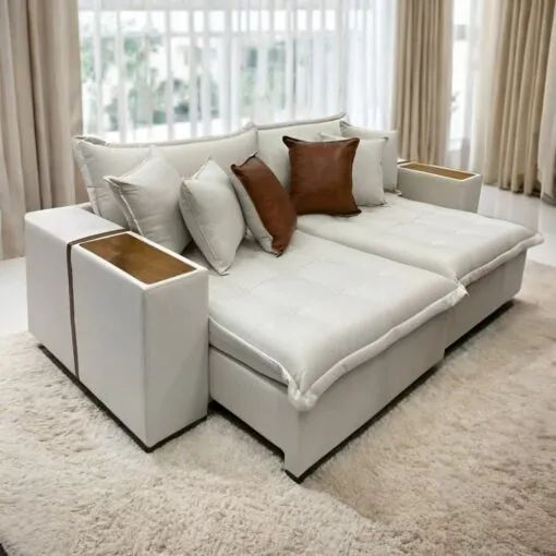 Sofá Cama Tebas  2,32m  Linho   Pronta Entrega! - Foto 4
