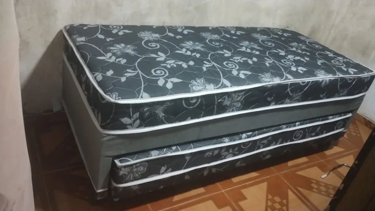 Cama Box Solteiro com Cama Auxiliar Molas Bonnel 