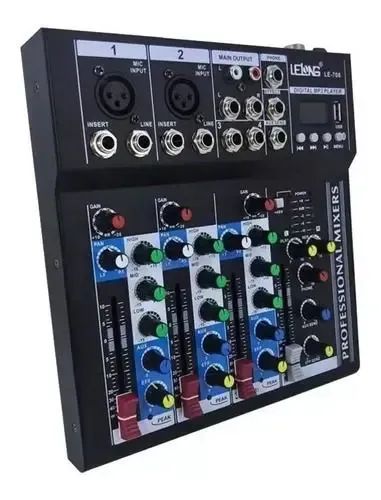 Mesa De Som 4 Canais Bluetooth Mixer Player Usb Digital Le-708 Bivolt