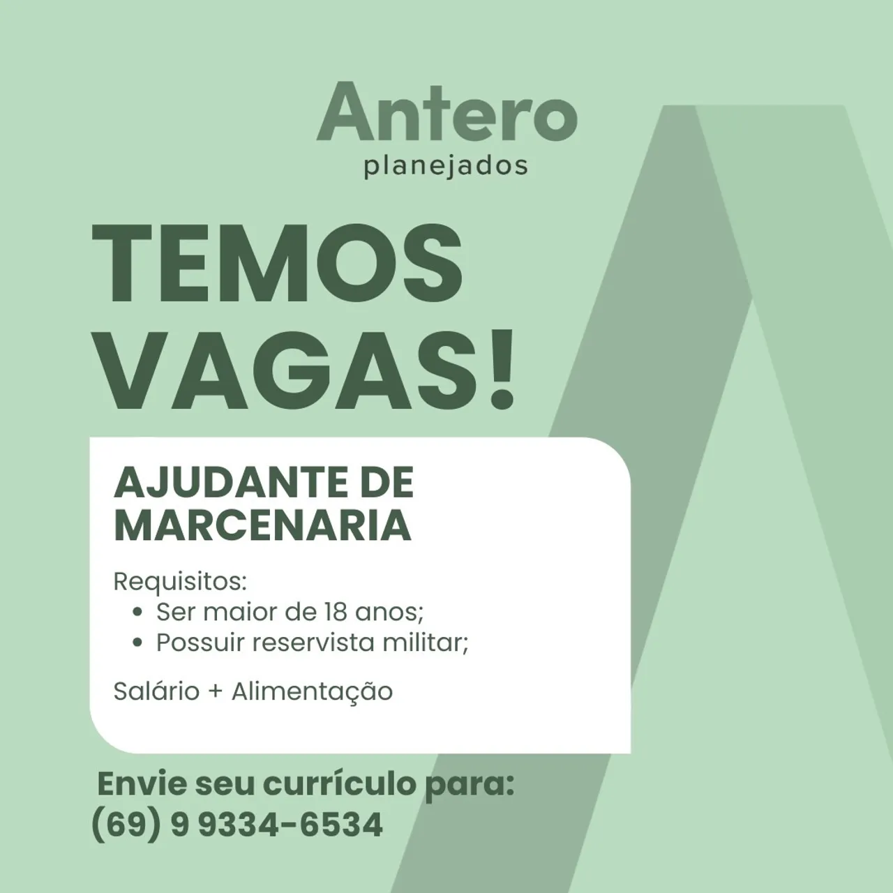 Vaga pra ajudante de marcenaria 