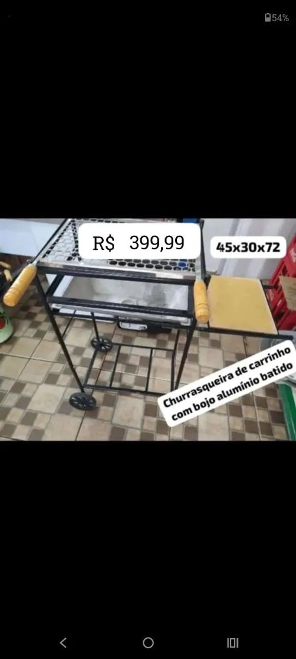 Churrasqueira de carrinho com bojo de alumínio