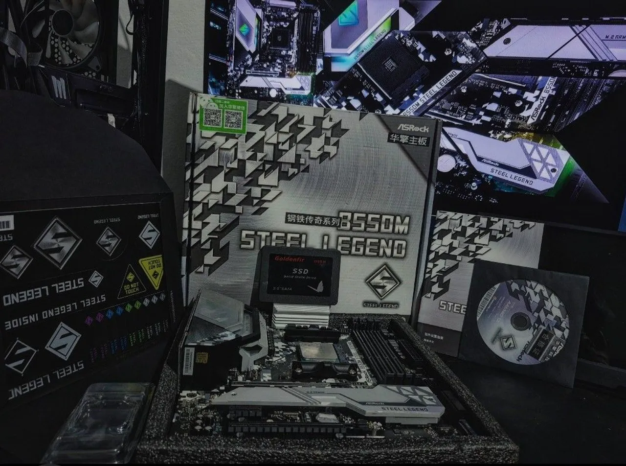 Placa Mãe ASRock B550M Steel Legend, Ryzen 3 2200g e SSD 128gb