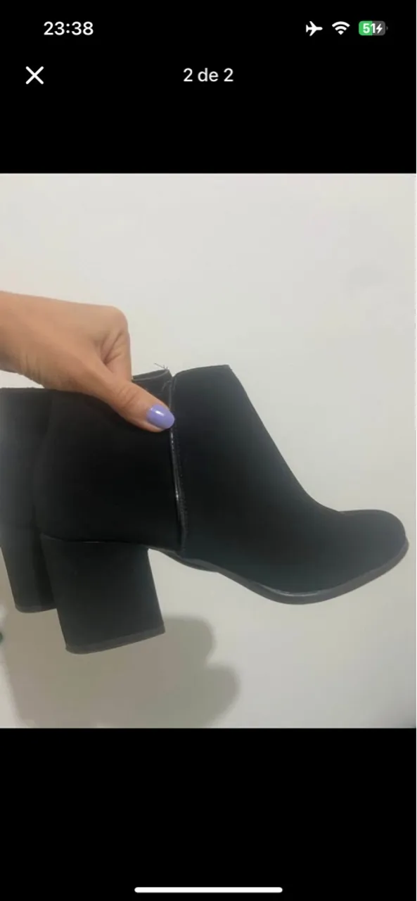 Botinha preta de salto bloco