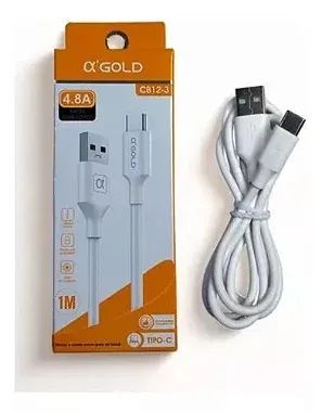 Cabo USB para Tipo C Branco 1 Metro 4.8A a'Gold