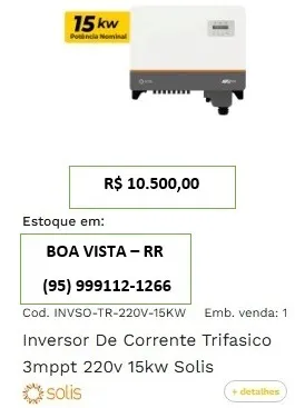 INVERSOR SOLIS 15 K 220 V