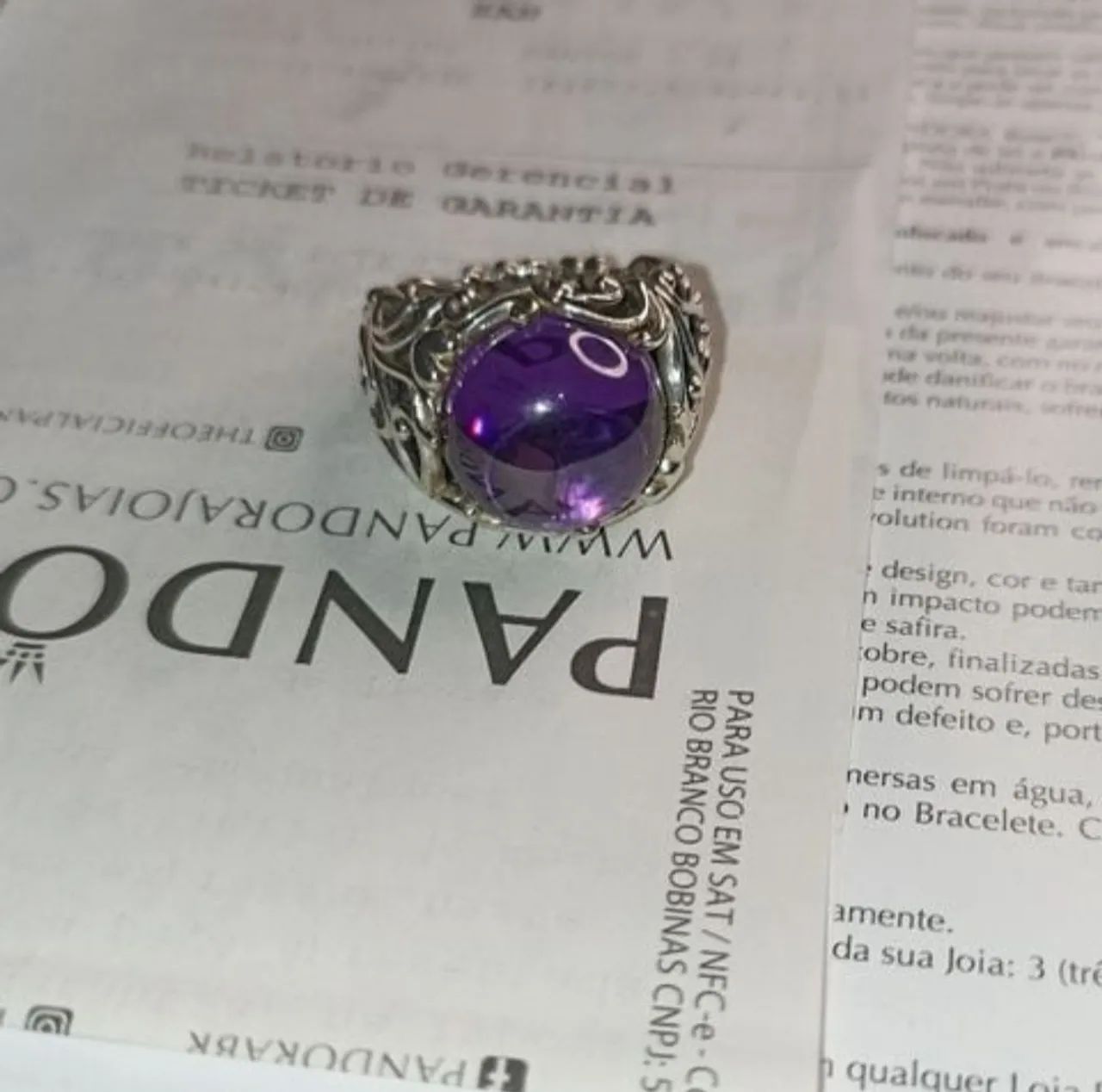 Anel Pandora com pedra roxa - Foto 2