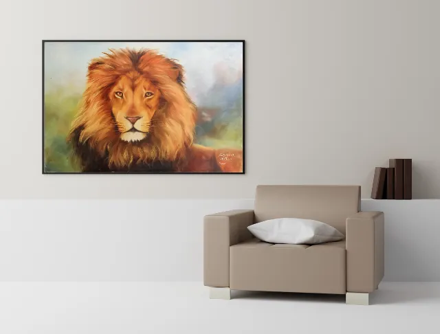 Quadro O Leão 60cmx80cm pintura tradicional