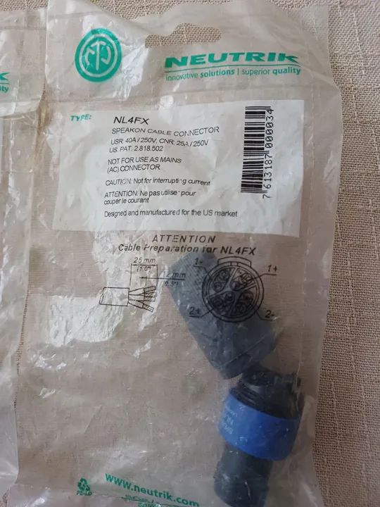 Conector Speakon NL4FX neuutrik ORIGINAL
