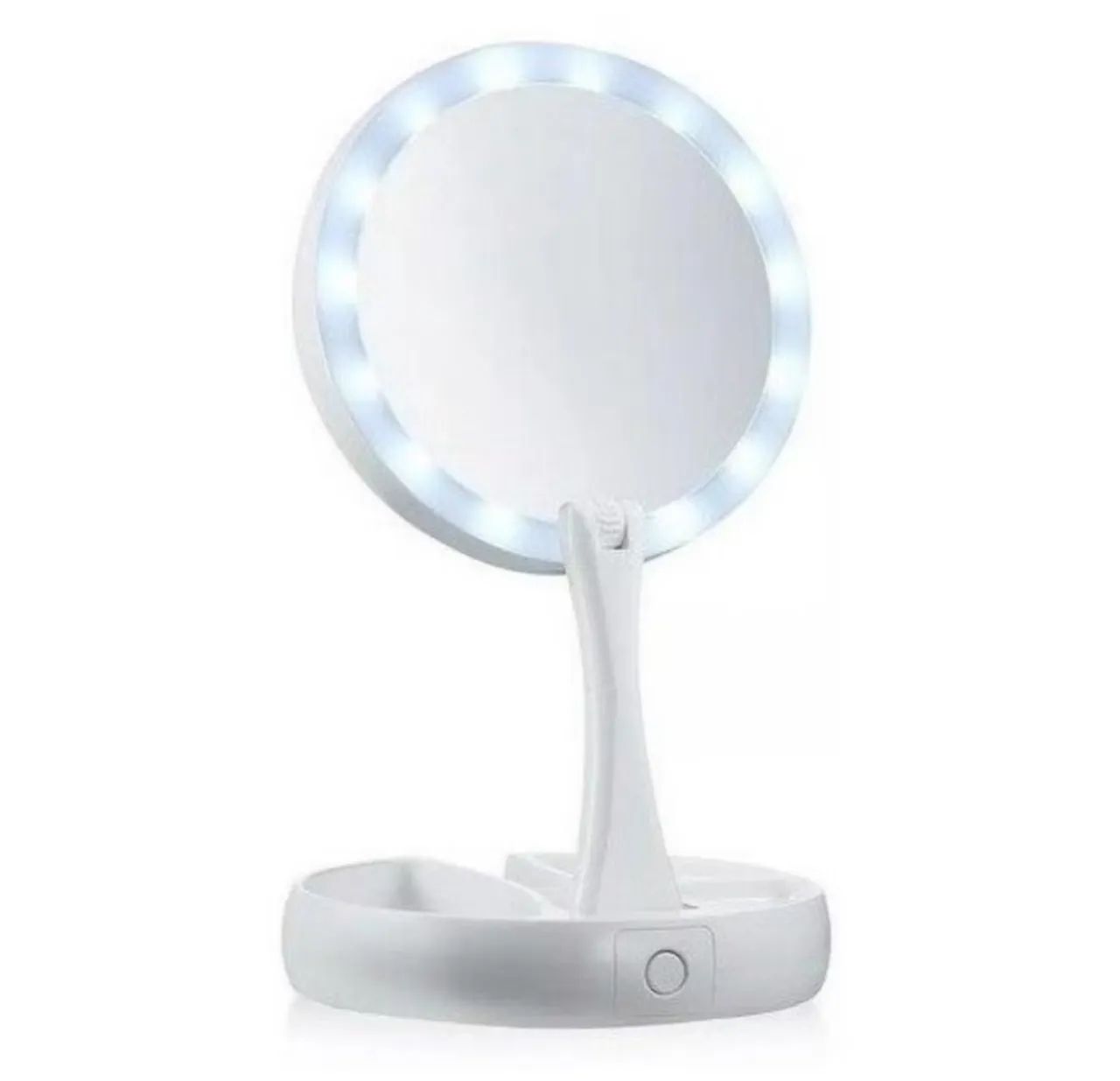 Espelho com Led De Mesa Com Aumento 10x Led luz Dobravel