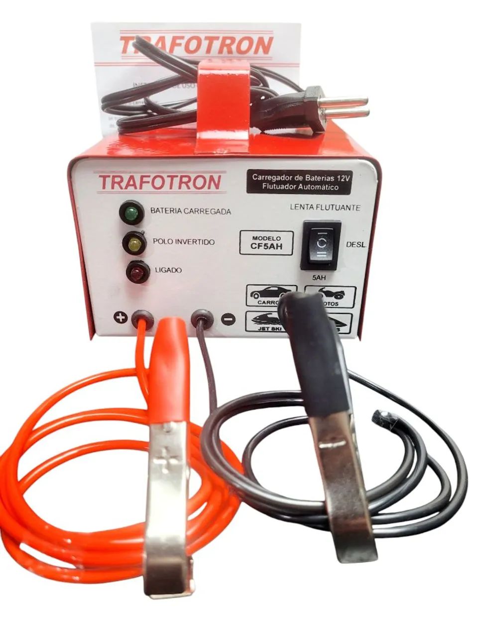 CARREGADOR BATERIA MOTO CARRO 12v CF5 5AH ATÉ 300 AMPERES <br> - Foto 3
