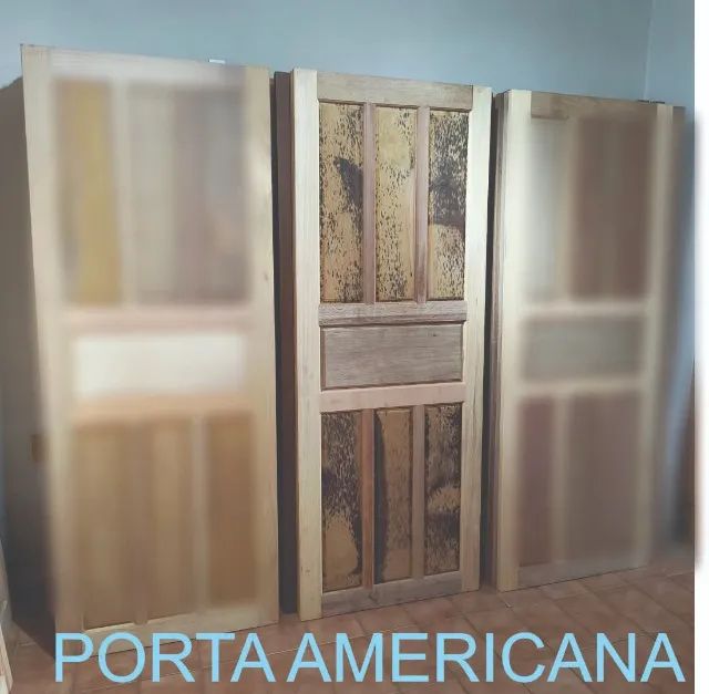 PORTA AMERICANA DE MADEIRA MACIÇA MISTA PARA PINTURA - PEÇA ÚNICA - Foto 2