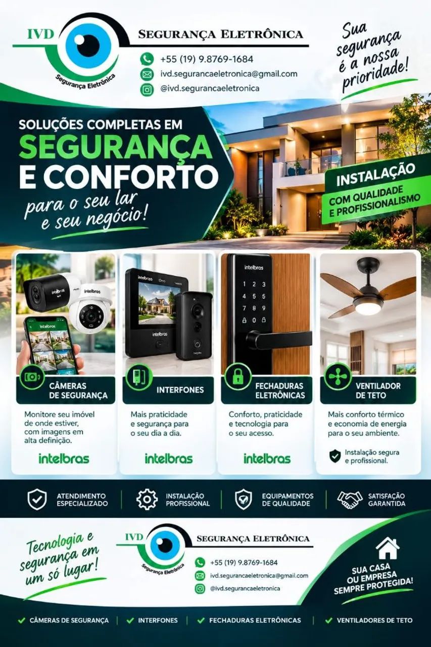 Alarme, Câmeras,cerca elétrica etc