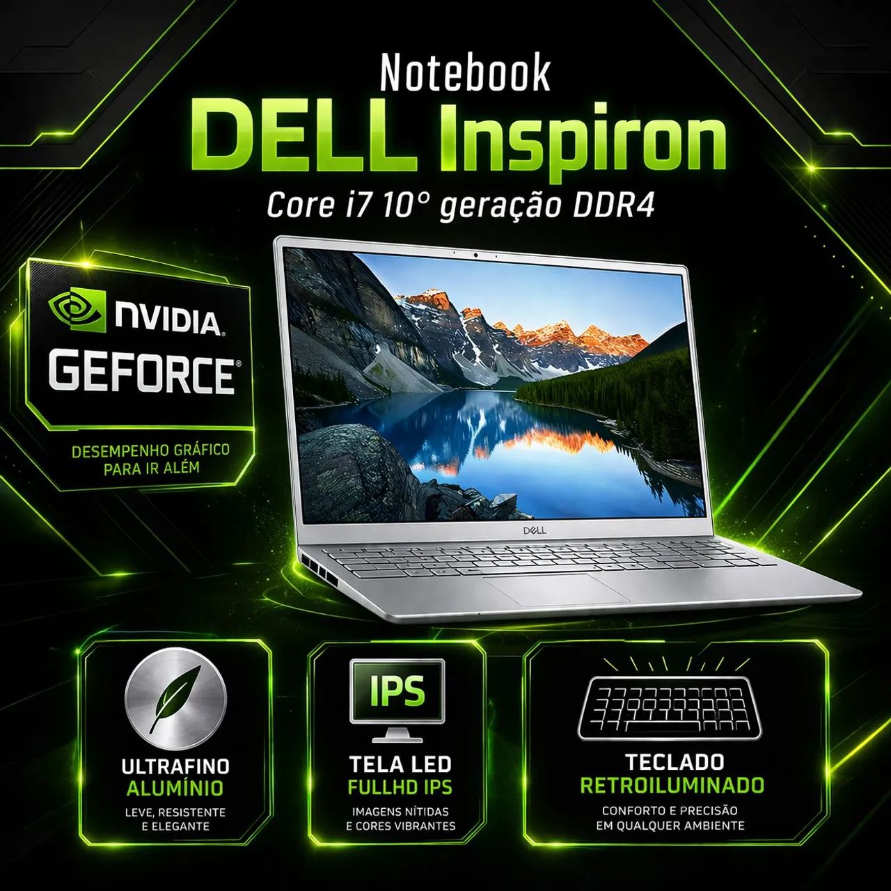Notebook Dell Inspiron Core i7 10° Ger NVidia Geforce (A pronta