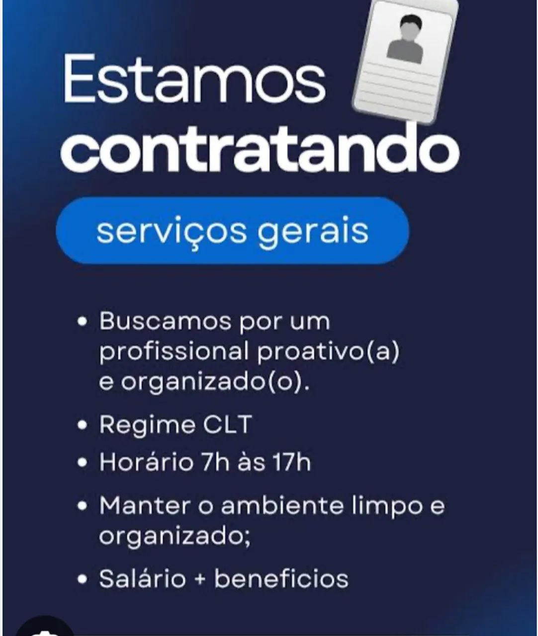 Contratamos para Serviços Gerais 