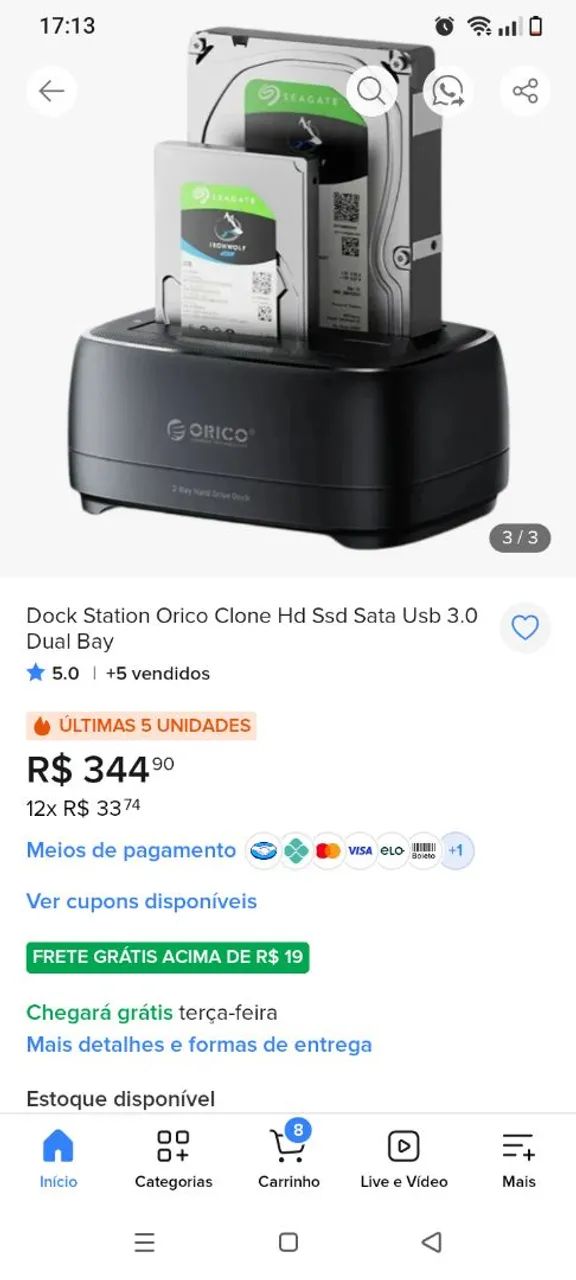 Adaptador para HD, e SSD para uso externo  - Foto 4