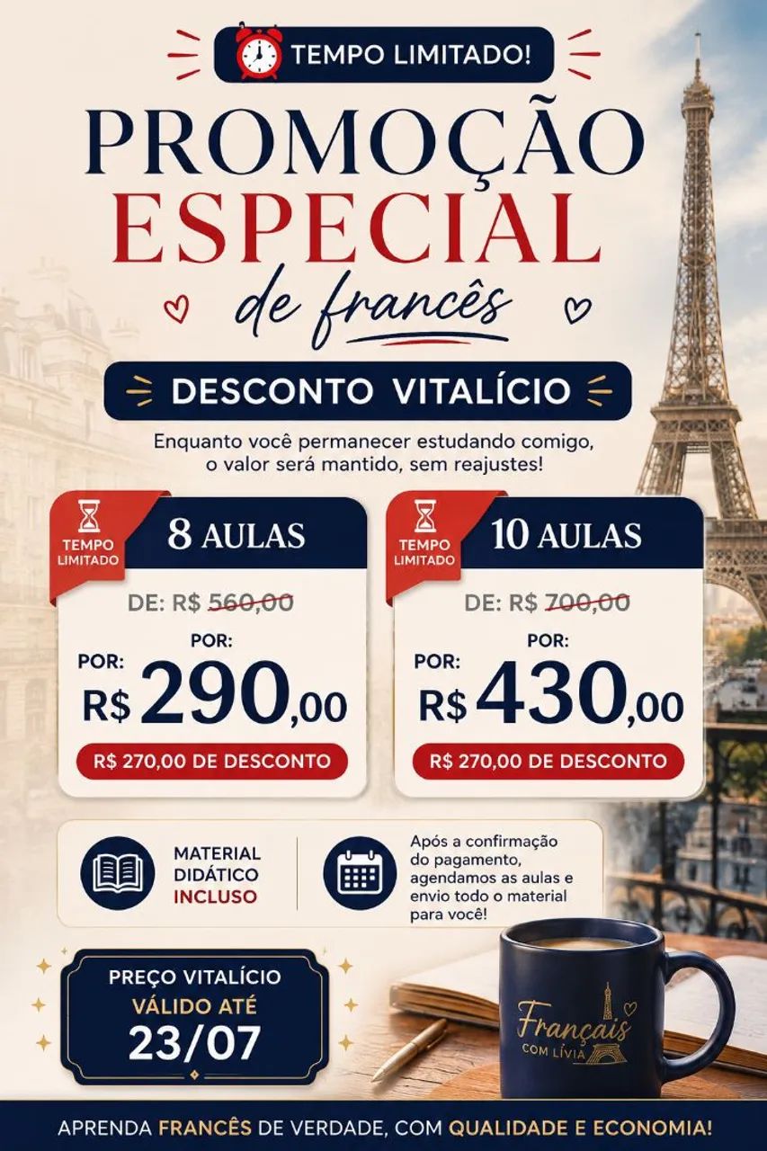 Aulas de francês promoção! 