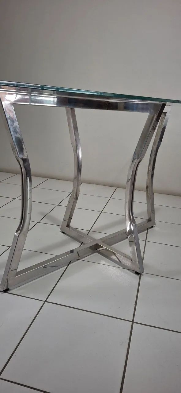 Mesa de Jantar Jacaúna Premium - Aço Inox e Vidro Temperado 10mm - Foto 3